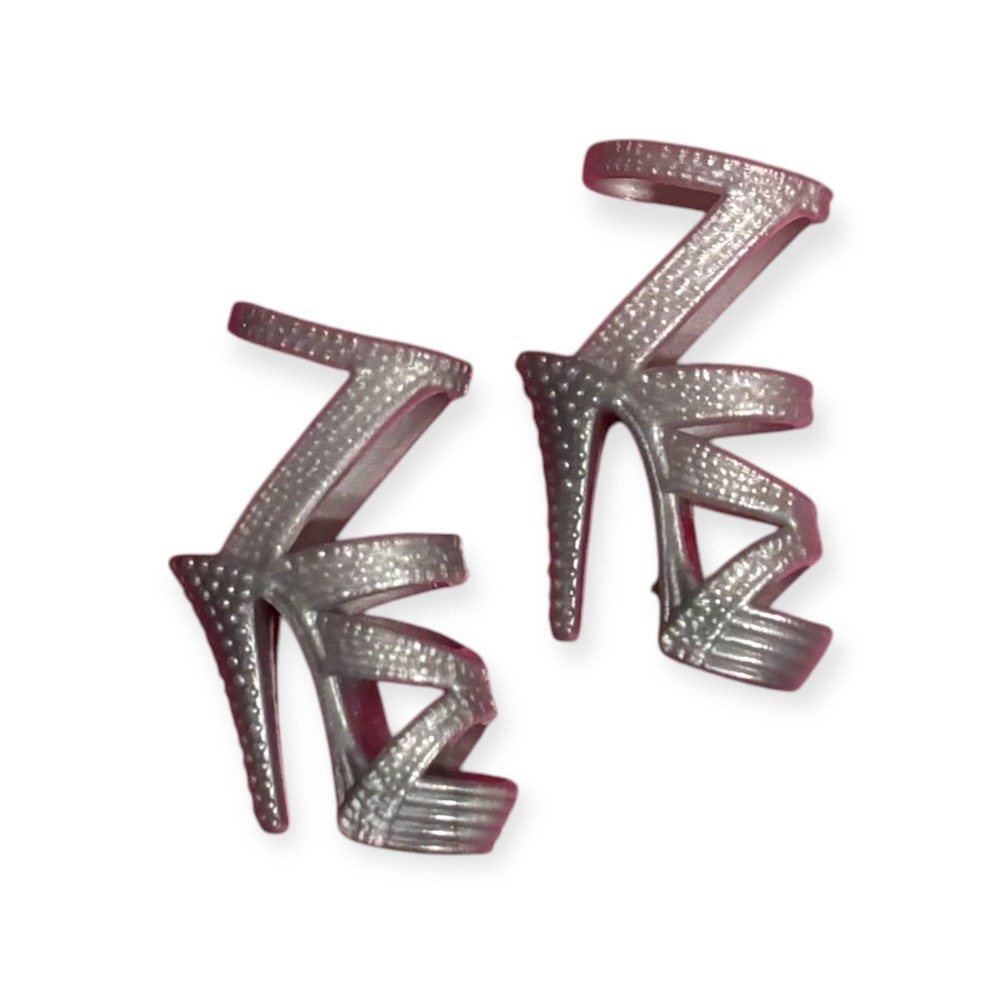 Barbie | Silver Bedazzled Heels | Fashion Doll Shoes Sandals Party Dress Up Play